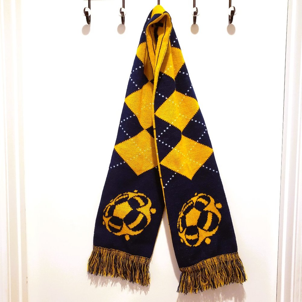 Soccer in the Streets Scarf Atlanta Youth Acrylic Argyle Yellow Blue Marta